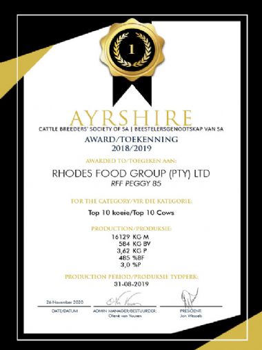 Rhodes Food Group (PTY) LTD - Top 10 Cows